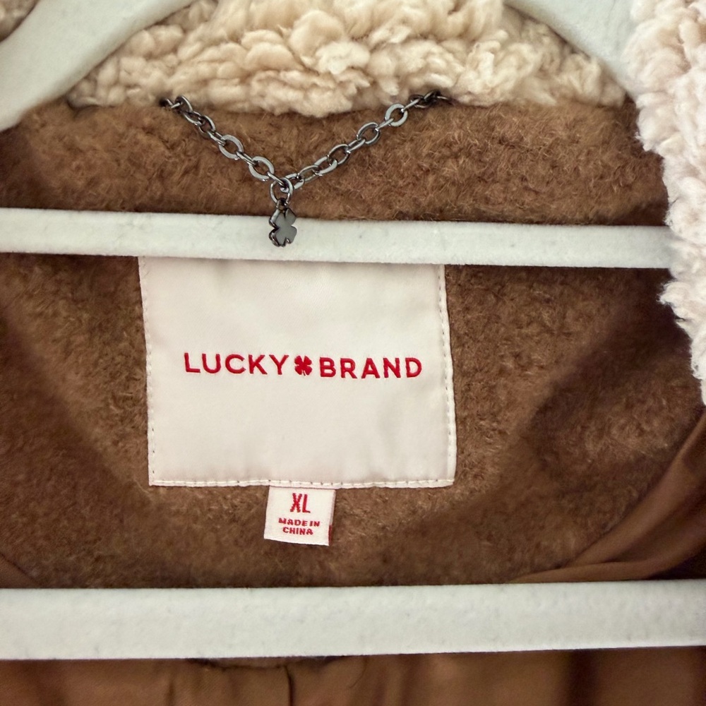 Lucky Brand Brown Sherpa Coat hooded